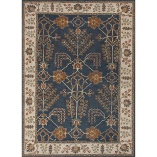 Hand tufted Transitional Arts And Crafts Blue Wool Rug (2 X 3)