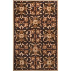 Hand tufted Brown/gold Floral Berlin Wool Rug (2 X 3)