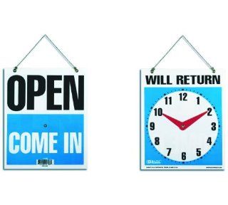 Bazic "WILL RETURN" Clock Sign with "OPEN" Sign On Back, 7.5 x 9 Inches (Case of 24)  Time Clocks 