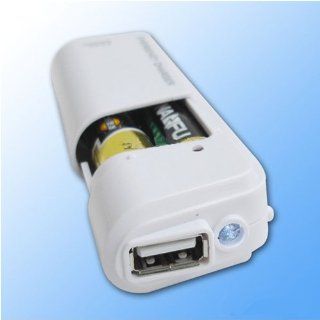 Portable AA Battery Powered Emergency Charger with Flashlight White For Anything Powered Via USB  