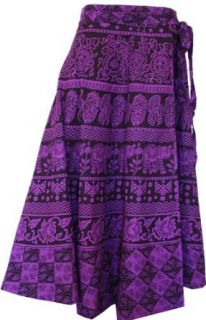 Cotton Wrap Around Long Skirt Womens India Clothing (Purple, One Size)