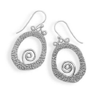 Beginnings Fiddlehead Scroll Coil Sterling Silver Textured Oval Scroll Earrings Jewelry