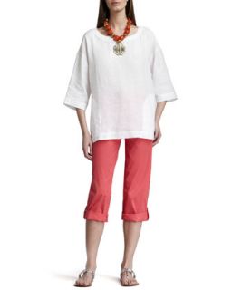 Eileen Fisher Boxy Linen Top & Cuffed Twill Capri Pants