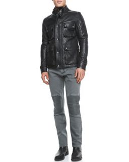 Belstaff Langford Quilted Leather Jacket, Ketley Jersey Short Sleeve T Shirt & Blackrod Denim Moto Jeans