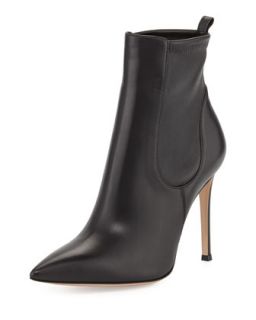 Gianvito Rossi Stretch Leather Ankle Boot, Black