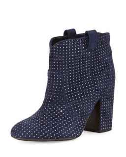 Laurence Dacade Pete Studded Suede Ankle Boot, Blue/Ruthenium