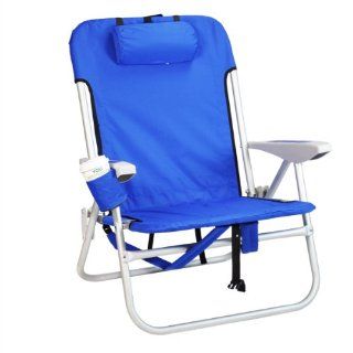 Heavy Duty Backpack Beach Chair by Rio   Solid Blue  Camping Chairs  Sports & Outdoors