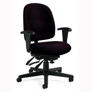 Granada Low Back Pneumatic Multi Office Chair with Arms and Plain Back Finish Black   Task Chairs