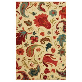 Mohawk Home Select Strata Tropical Acres 8 ft x 10 ft Rectangular Beige Transitional Area Rug