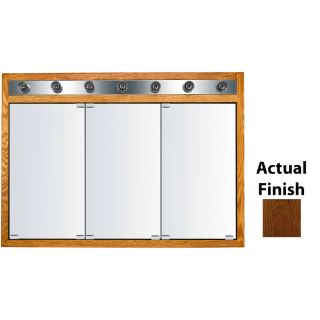 KraftMaid Traditional 47 3/4 in x 33 3/4 in Cognac Lighted Oak Surface Mount and Recessed Medicine Cabinet