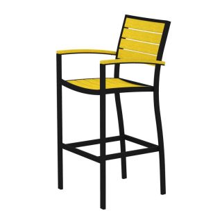 POLYWOOD Slat Seat Recycled Plastic Patio Bar Height Chair