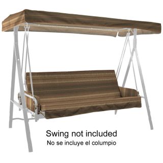 Stripe Green Swing Cushion with Armrests and Canopy