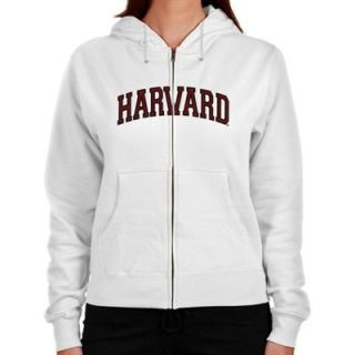 Harvard Crimson Ladies Arch Applique Midweight Zip Hoodie   White