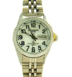 Women's Dress Silver  Tone Easy to Read Swanson Japan Water Resistant Watch Watches