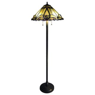 Chloe Lighting 63 in Antique Brass Tiffany Style Indoor Floor Lamp with Glass Shade