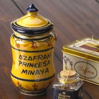 Princesa de Minaya La Mancha Saffron in Ceramic Jar (2 g)  Saffron Spices And Herbs  Grocery & Gourmet Food