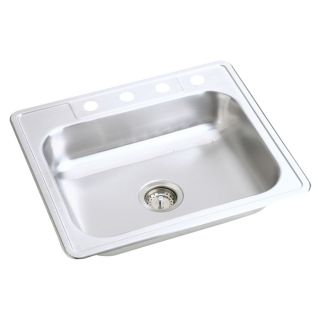 Elkay Kingsford 23 Gauge Single Basin Drop In Stainless Steel Kitchen Sink
