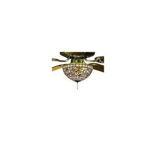 Meyda Tiffany 3 Light Ceiling Fan Light Kit with Amber Mauve Stained Glass