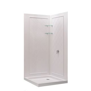 DreamLine Shower Base and Wall 76.75 in H x 36 in W x 36 in L White Square 3 Piece Corner Shower Kit
