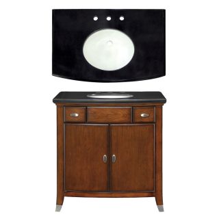 allen + roth Cary 35 in x 22 in Warm Brown Undermount Single Sink Bathroom Vanity with Granite Top