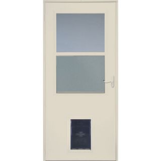 LARSON Almond Pet Door High View Tempered Glass Storm Door (Common 81 in x 32 in; Actual 81.13 in x 33.56 in)