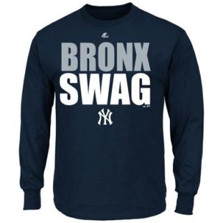Majestic New York Yankees Swag Long Sleeve T Shirt   Navy Blue