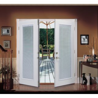 ReliaBilt® 6 ReliaBilt French Patio Door Steel Blinds Between the Glass Tilt and Raise Insulated Glass White In Swing Brick Mold Left Hand Screen Not Included
