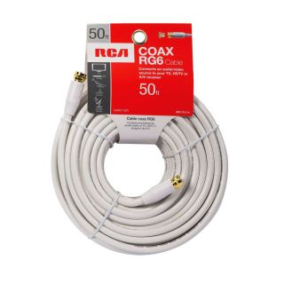RCA 50 ft 18 AWG RG6 White Coax Cable
