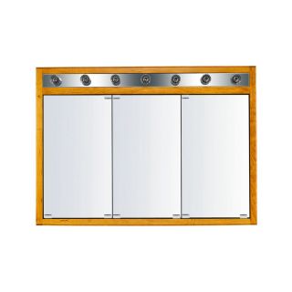 KraftMaid Classic 47 3/4 in x 33 3/4 in Honey Spice Lighted Cherry Surface Mount and Recessed Medicine Cabinet