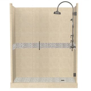 American Bath Factory Java 86 in H x 42 in W x 60 in L Medium with Accent Fiberglass and Plastic Wall Alcove Shower Kit