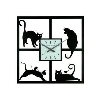 Ashton Sutton St3435 Matte Black Number 4 Cats Wall Clock