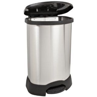 Rubbermaid Commercial FG614787BLA Stainless Steel Oval Step On Trash Can, 30 Gallon Capacity, Black