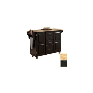 Home Styles 52.5 in L x 18 in W x 35.75 in H Black Kitchen Island with Casters