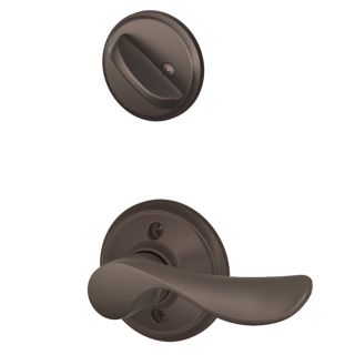 Schlage 1 3/8 in to 1 3/4 in Oil Rubbed Bronze Champagne Single Cylinder Lever Entry Door Interior Handles