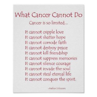 What Cancer Cannot Do Poem Poster Print   Invictus Poem