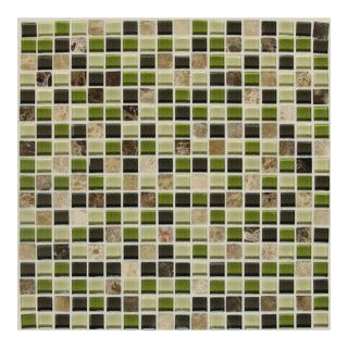 American Olean Legacy Glass Jungle Blend Glass Mosaic Square Indoor/Outdoor Wall Tile (Common 12 in x 12 in; Actual 11.87 in x 11.87 in)