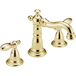 Delta Victorian Polished Brass 2 Handle Widespread WaterSense Bathroom Sink Faucet (Drain Included)