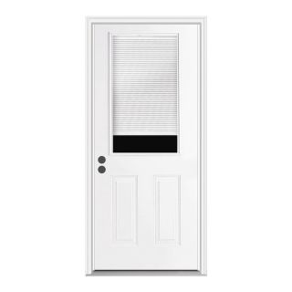 ReliaBilt Blinds Between The Glass Half Lite Prehung Inswing Steel Entry Door Prehung (Common 80 in x 36 in; Actual 81.75 in x 37.5 in)