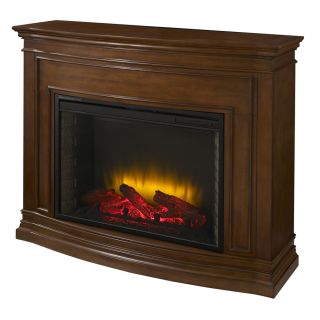 Pleasant Hearth 46 in W 4,600 BTU Mahogany Wood and Metal Wall Mount Electric Fireplace with Thermostat and Remote Control
