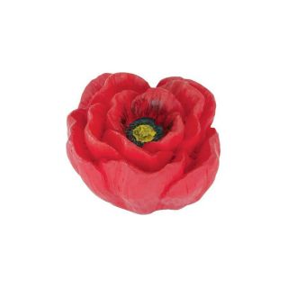 Siro Designs 1 15/16 in Red and Yellow Poppy Flowers Novelty Cabinet Knob