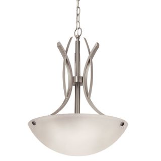 Portfolio Lebach 17 in W Brushed Nickel Pendant Light with Frosted Shade