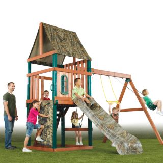 Swing N Slide Huntsman Wood Complete Ready to Assemble Kit Residential Wood Playset with Swings
