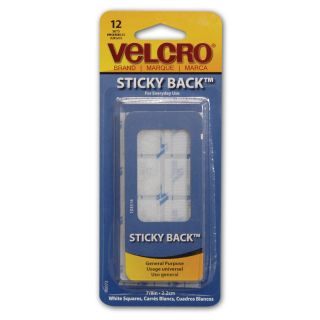 VELCRO 12 Pack White Sticky Back Square Sets
