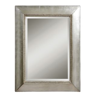 Global Direct 40 in x 50 in Antiqued Scratched Silver Leaf with Black Dry Brushing Rectangular Framed Wall Mirror