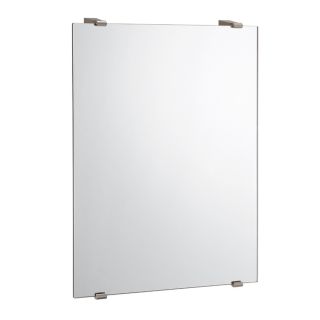 Gatco Bleu 30 in H x 22 in W Rectangular Frameless Bathroom Mirror with Satin Nickel Hardware and Beveled Edges