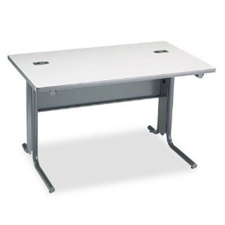 HON Products   HON   61000 Series Interactive Training Table, Rectangular, 48w x 30d x 29 1/2h, Gray   Sold As 1 Each   Tables configure to meet your training room needs.   Tubular "C" legs contain a vertical wire management cavity with removable