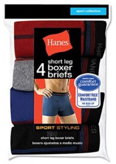 Hanes Men's Short Leg Sport Styling Boxer Brief 4 Pack, 2XL Assorted at  Mens Clothing store