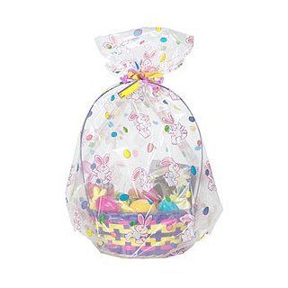 EASTER BASKET CELLOPHANE GIFT BAGS WITH RIBBONS & TAGS 2 CT 20" W x 24" H Grocery & Gourmet Food