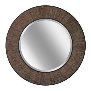 allen + roth 32 in x 32 in Weathered Wood Round Framed Wall Mirror