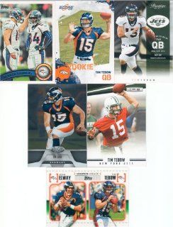 Tim Tebow 6 Card Gift Lot Containing One Each of His Rookie Year 2010 Donruss Rated Rookies, Topps Gridiron Lineage with John Elway and Topps 1952 Bowman Cards, Plus His 2011 Topps and Topps Legends Series Mint Condition Denver Broncos Cards, and a 2010 Pr